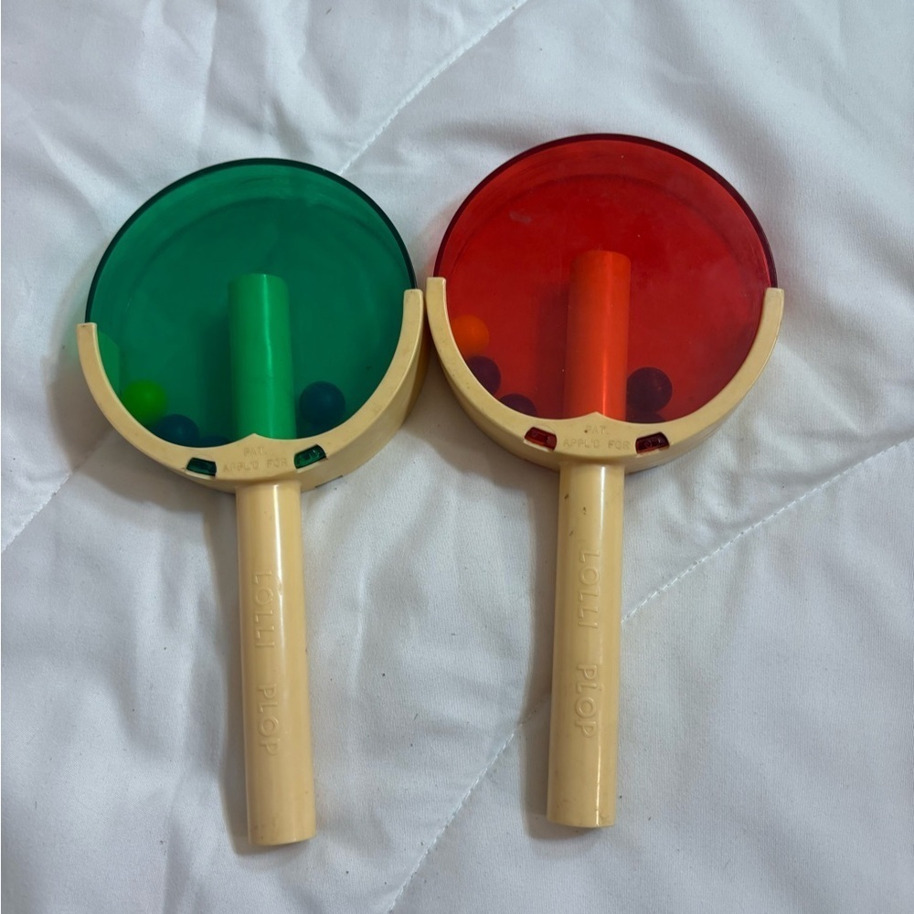 Lot 2 Lolli Plop Skill Game Milton Bradley MB 1962 Red Green